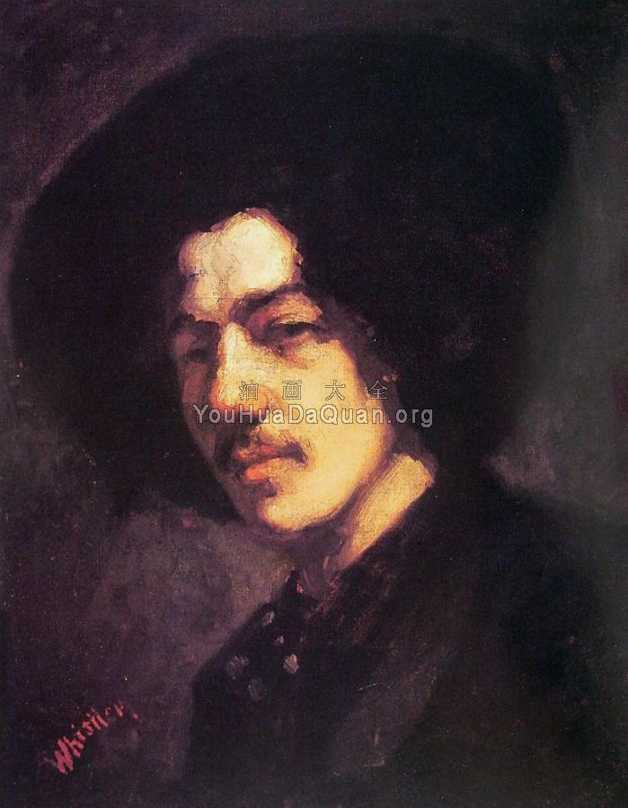 Portrait of Whistler with Hat - 詹姆斯·阿伯特·麦克尼尔·惠斯勒